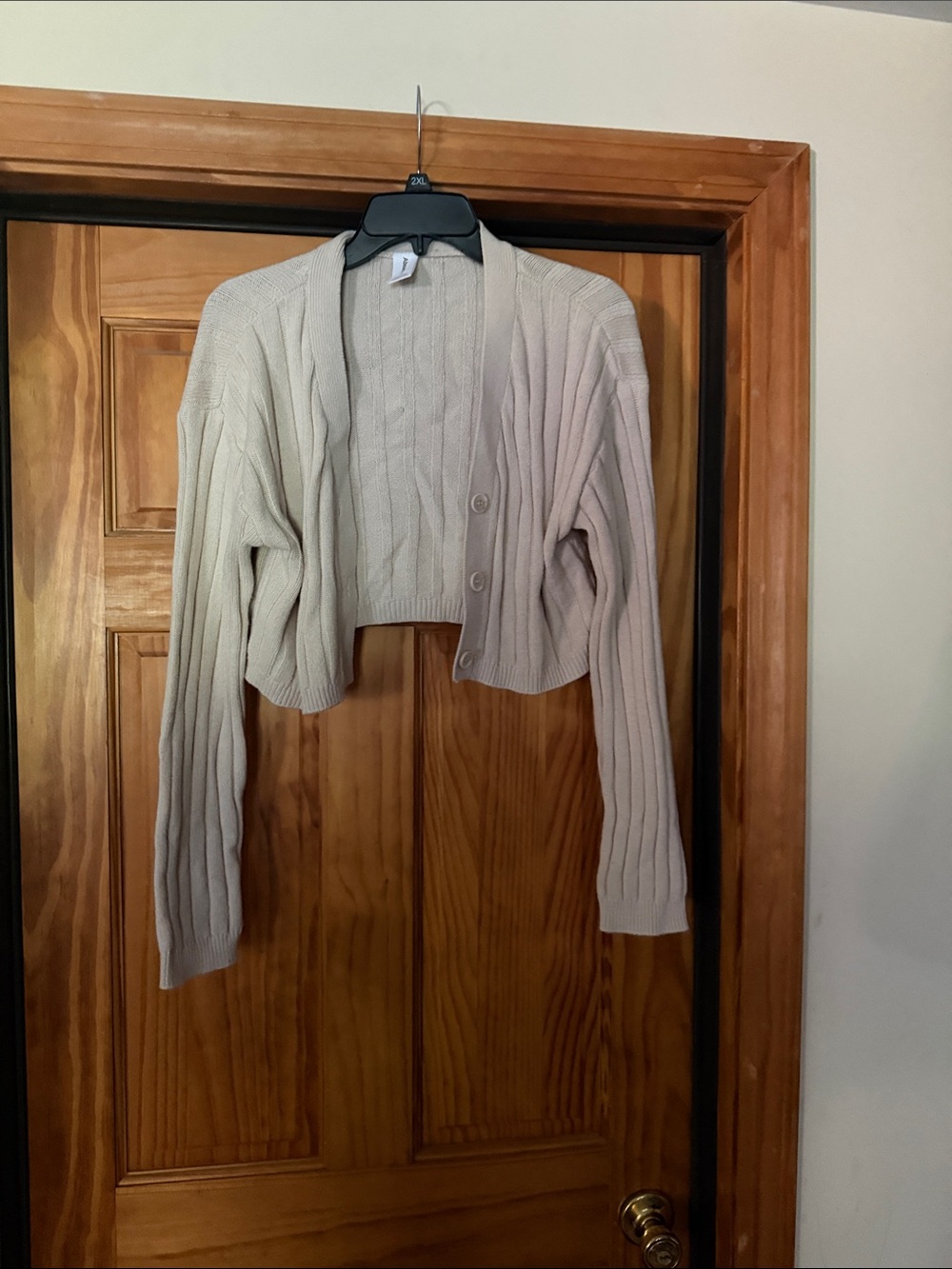 Abound Cropped Ribbed Cardigan - Beige Cream